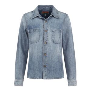 Classic Daily Blue chambray denim button-down shirt Made in USA Size M